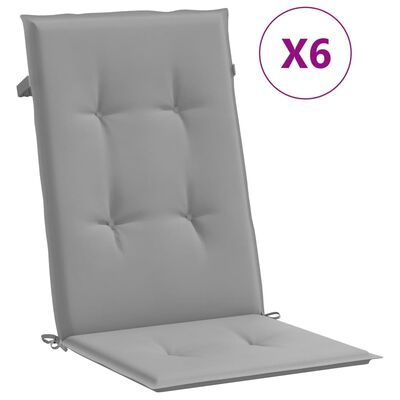 vidaXL Garden Highback Chair Cushions 6 pcs Grey 120x50x3 cm Fabric