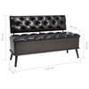 vidaXL Storage Bench with Backrest 110 cm Black Faux Leather
