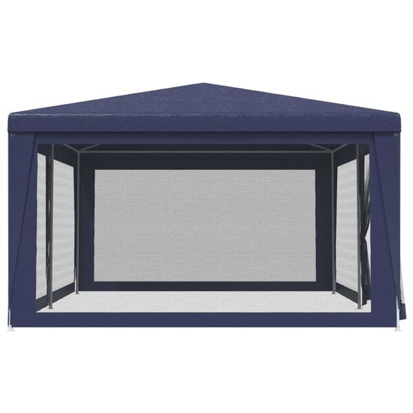 vidaXL Party Tent with 6 Mesh Sidewalls Blue 6x4 m HDPE