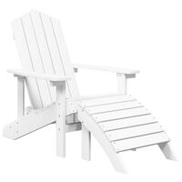 vidaXL Garden Adirondack Chair with Footstool HDPE White
