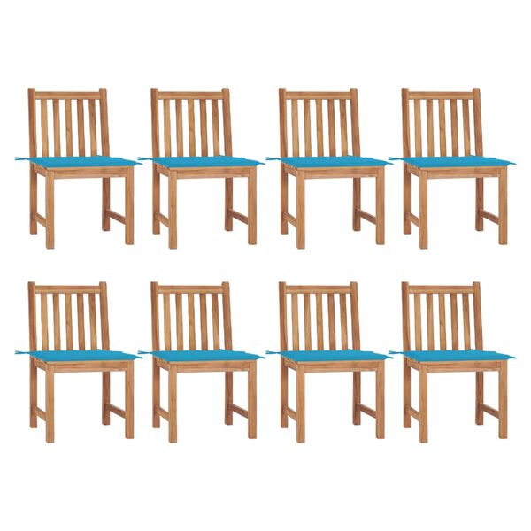 vidaXL Garden Chairs 8 pcs with Cushions Solid Teak Wood