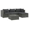 vidaXL 5 Piece Garden Lounge Set with Cushions Poly Rattan Grey