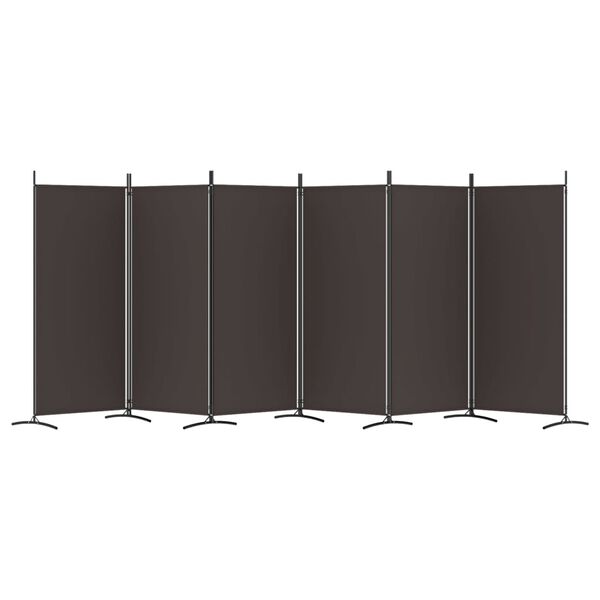 vidaXL 6-Panel Room Divider Brown 520x180 cm Fabric