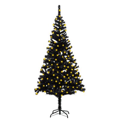 vidaXL Artificial Pre-lit Christmas Tree with Stand Black 180 cm PVC