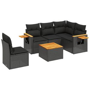 vidaXL Patio Sofa Set 6-Seaters Black
