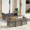 vidaXL 7 Piece Garden Sofa Set with Cushions Grey Poly Rattan