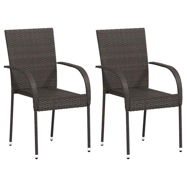 vidaXL Stackable Outdoor Chairs 2 pcs Poly Rattan Brown