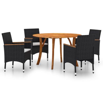 vidaXL 5 Piece Garden Dining Set Black