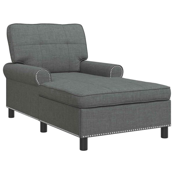 vidaXL Chaise Lounge with Cushion Dark Grey 91 x 157 x 91 cm Fabric