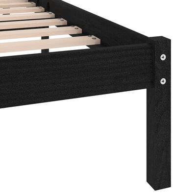 vidaXL Bed Frame without Mattress Black Solid Wood 200x200 cm