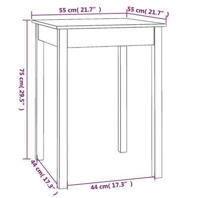 vidaXL Dining Table 55x55x75 cm Solid Wood Pine