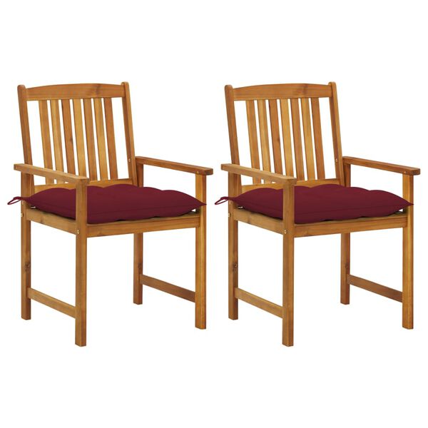 vidaXL Garden Chairs with Cushions 2 pcs Solid Acacia Wood