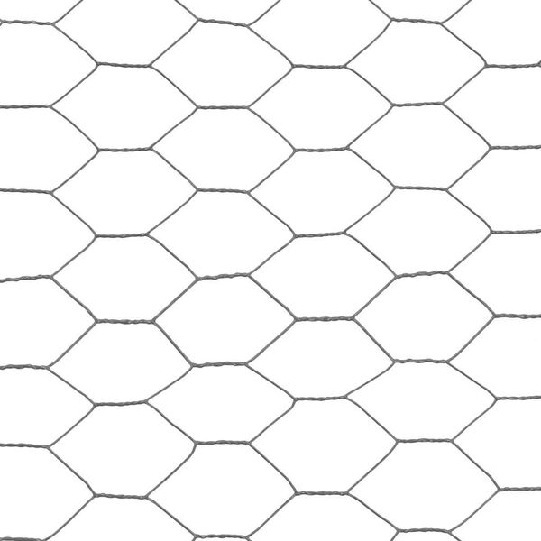 vidaXL Chicken Wire Fence Steel with PVC Coating 25x1.2 m Grey