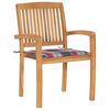 vidaXL Garden Chairs 2 pcs Red Check Pattern Cushions Solid Teak Wood