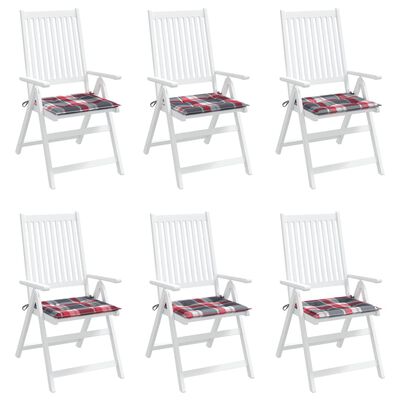 vidaXL Garden Chair Cushions 6 pcs Red Check Pattern 40x40x3 cm Oxford Fabric