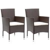 vidaXL 3 Piece Garden Dining Set with Cushions Poly Rattan Brown