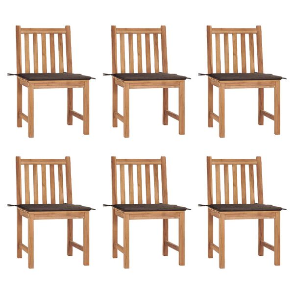 vidaXL Garden Chairs 6 pcs with Cushions Solid Teak Wood