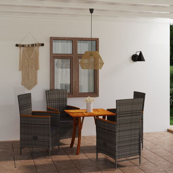 vidaXL 5 Piece Garden Dining Set Grey