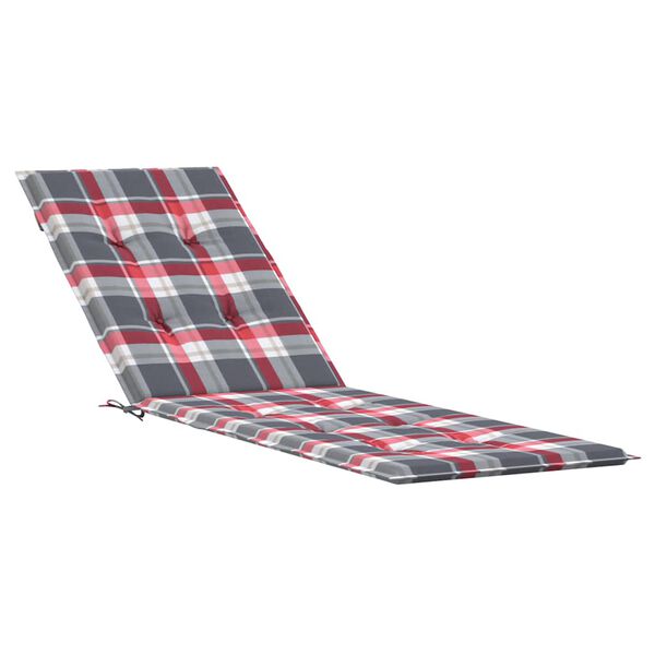 vidaXL Deck Chair Cushion Red Check Pattern (75+105)x50x4 cm