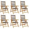 vidaXL Reclining Folding Chairs 6 pcs Grey Solid Wood Acacia