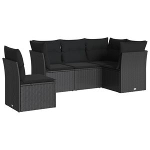 vidaXL Garden Sofa Set | Black | PE rattan, powder-coated steel | 4-seater