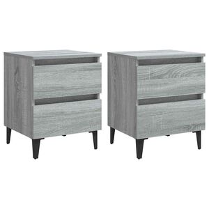 vidaXL Bed Cabinet | Set of 2 | Grey Sonoma | Engineered wood, metal | Small