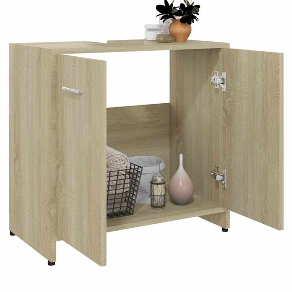 vidaXL Bathroom Cabinet Sonoma Oak 60x33x61 cm Engineered Wood