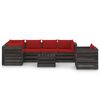 vidaXL 7 Piece Garden Lounge Set with Cushions Grey Impregnated Wood