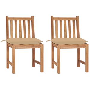 vidaXL Garden Chairs 2 pcs with Cushions Solid Teak Wood