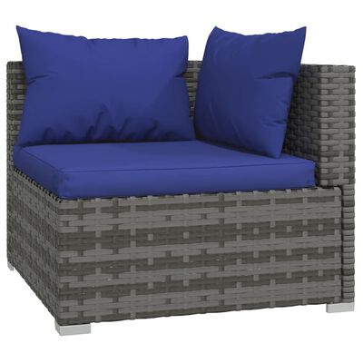 vidaXL 12 Piece Garden Lounge Set with Cushions Poly Rattan Grey