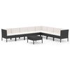 vidaXL 9 Piece Garden Lounge Set with Cushions Poly Rattan Black