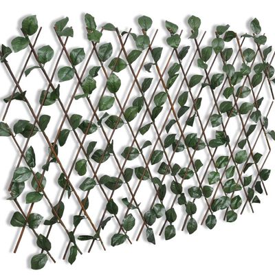 vidaXL Willow Trellis Fence 5 pcs with Artificial Leaves 180x90 cm
