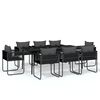 vidaXL 9 Piece Garden Dining Set Black