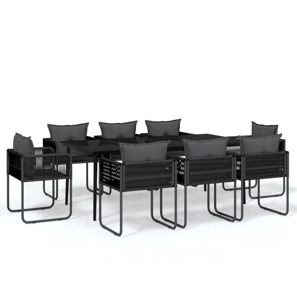vidaXL 9 Piece Garden Dining Set Black