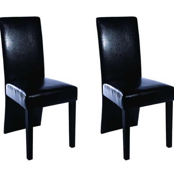 vidaXL Dining Chairs 2 pcs Black Faux Leather