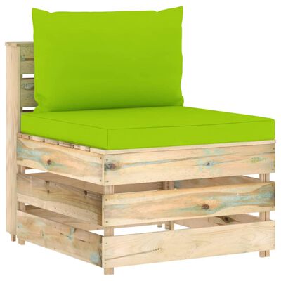 vidaXL Sectional Middle Sofa with Cushions Green Impregnated Wood