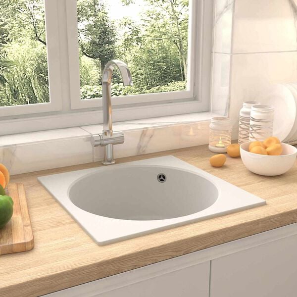 vidaXL Kitchen Sink White 48 x 48 x 20.5 cm Granite