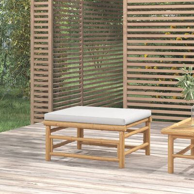 vidaXL Garden Footstool with Light Grey Cushion Bamboo