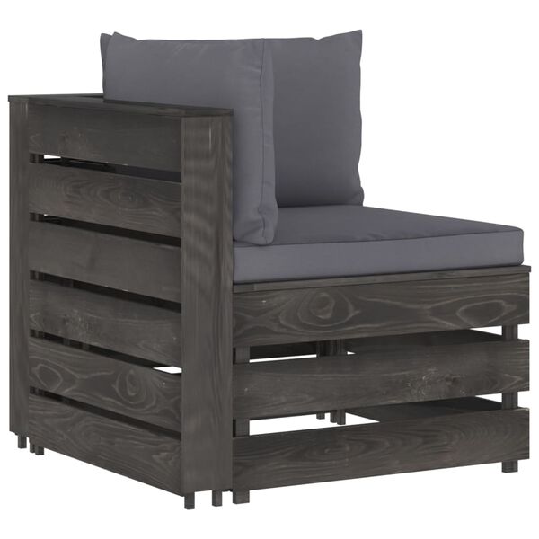 vidaXL 6 Piece Garden Lounge Set with Cushions Grey Impregnated Wood