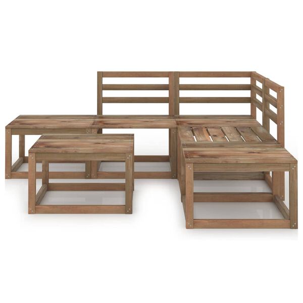 vidaXL 6 Piece Garden Lounge Set Brown Impregnated Pinewood
