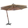 vidaXL Hanging Garden Parasol with Pole Taupe 3.5x2.9 m Solid Fir Wood