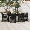 vidaXL 7 Piece Garden Dining Set with Cushions Black