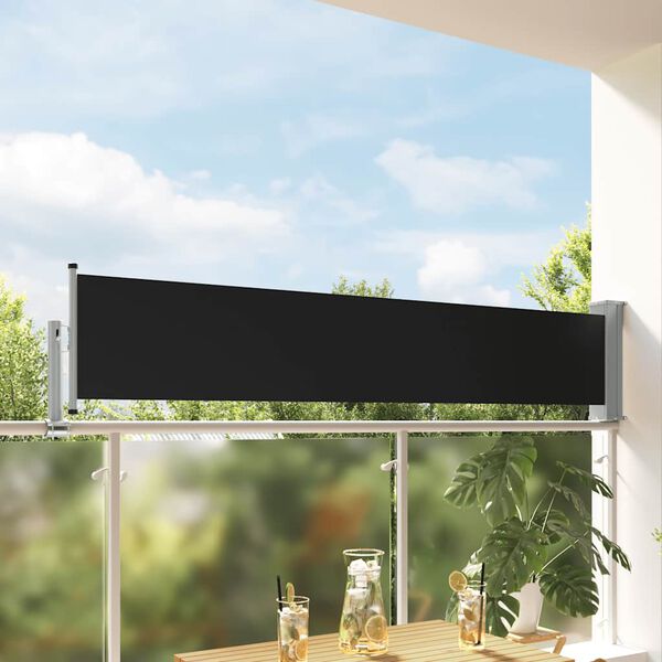 vidaXL Patio Retractable Side Awning 60x300 cm Black