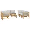 vidaXL 9 Piece Garden Lounge Set with Light Grey Cushions Bamboo