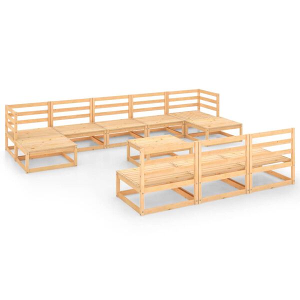 vidaXL 11 Piece Garden Lounge Set Solid Wood Pine