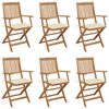 vidaXL Folding Garden Chairs 6 pcs with Cushions Solid Acacia Wood