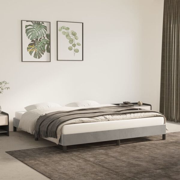 vidaXL Bed Frame without Mattress Light Grey 183x203 cm King Velvet