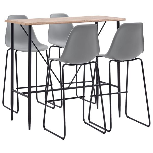 vidaXL 5 Piece Bar Set Plastic Grey