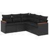 vidaXL 5 Piece Garden Sofa Set with Cushions Black Poly Rattan