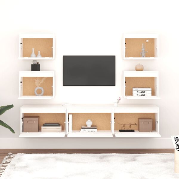 vidaXL TV Cabinets 7 pcs White Solid Wood Pine